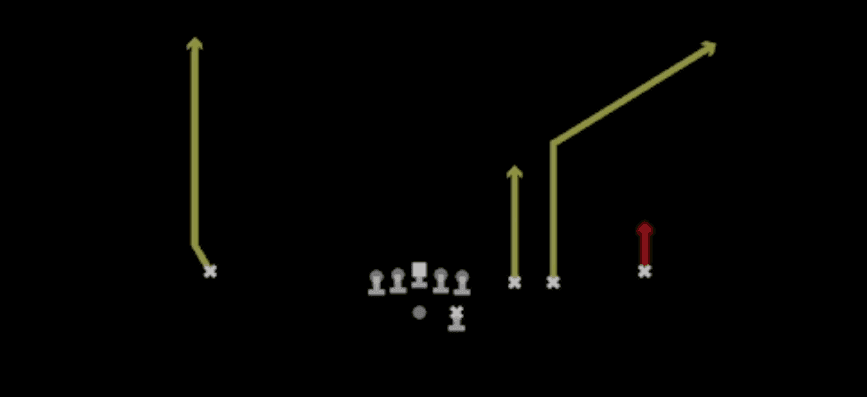 Play diagram for Hook from Shotgun Trips Slots Close in Madden 27