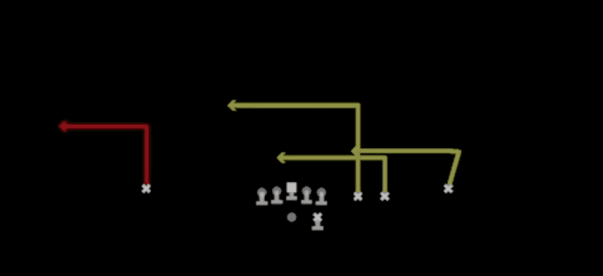 Play diagram for Levels Switch from Shotgun Trips Slots Close in Madden 27
