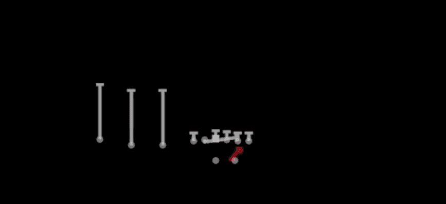 Play diagram for HB Counter from Shotgun Trips TE in Madden 27