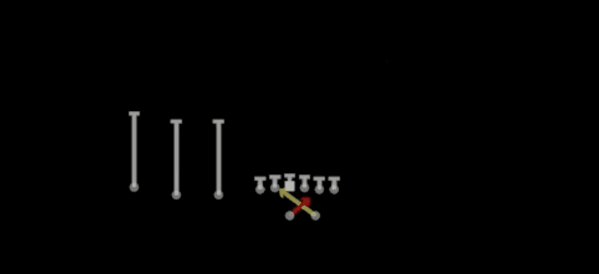 Play diagram for Read Option from Shotgun Trips TE in Madden 27
