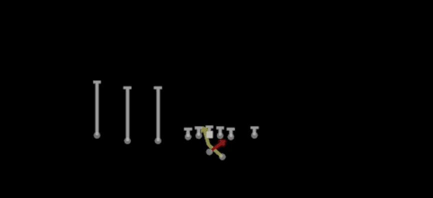 Play diagram for Read Option from Shotgun Trips TE Flex in Madden 27