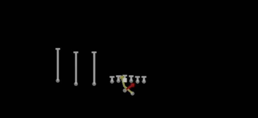 Play diagram for Read Option from Shotgun Trips TE Offset in Madden 27