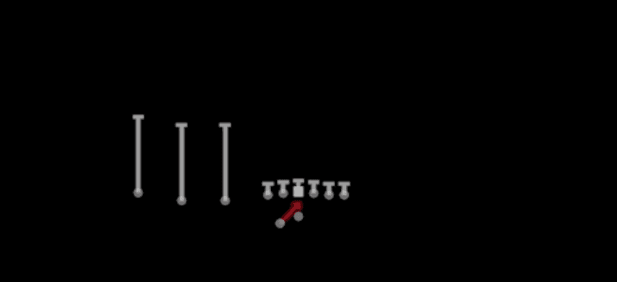 Play diagram for Inside Zone from Shotgun Trips TE Offset Wk in Madden 27
