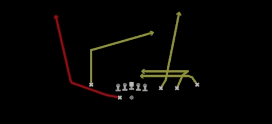 Play diagram for Switch HB Wheel from Shotgun Trips X Nasty in Madden 27