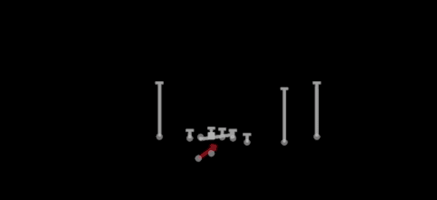 Play diagram for HB Power from Shotgun Trips X Nasty Off Wk in Madden 27