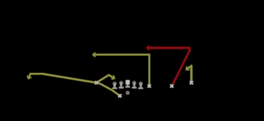 Play diagram for Snag Slot Digs from Shotgun Trips X Nasty Off Wk in Madden 27