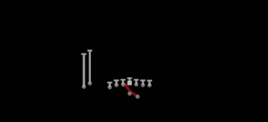 Play diagram for Inside Zone from Shotgun U Off Stack in Madden 27