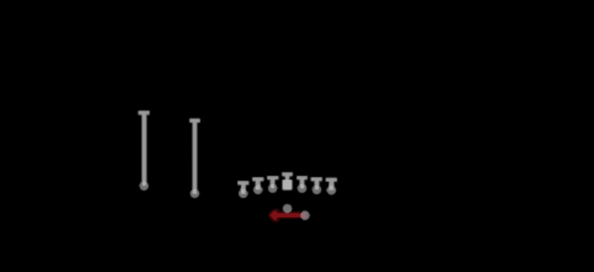 Play diagram for HB Sweep from Shotgun U Off Trips in Madden 27