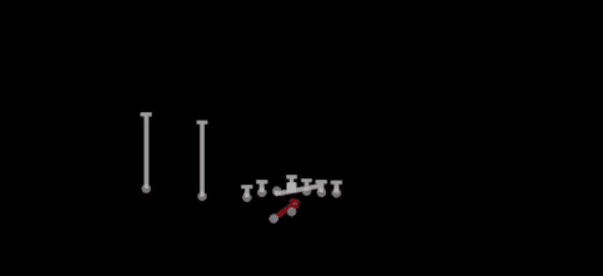 Play diagram for HB Power from Shotgun U Off Trips Wk in Madden 27