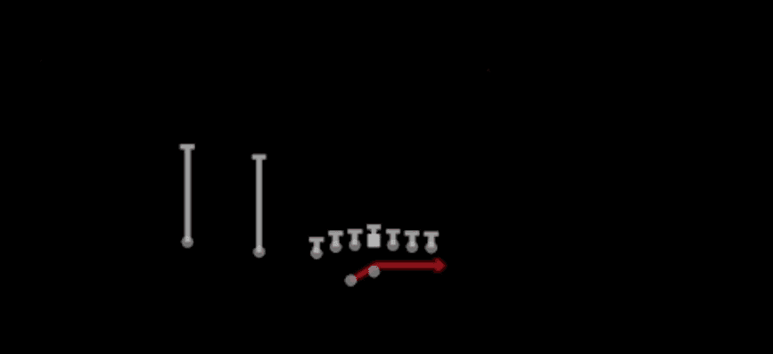 Play diagram for Outside Zone from Shotgun U Off Trips Wk in Madden 27