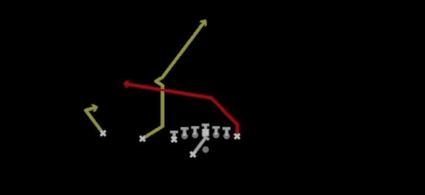 Play diagram for PA Boot Corner-Post from Shotgun U Off Trips Wk in Madden 27