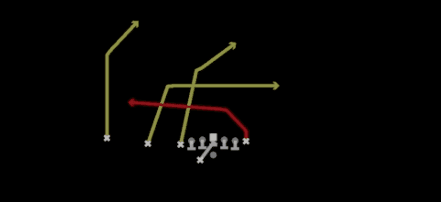 Play diagram for PA Crossers from Shotgun U Off Trips Wk in Madden 27
