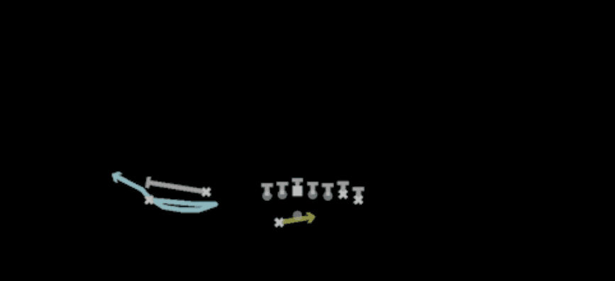Play diagram for Mtn RPO Alert Bubble from Shotgun Wing Flex Offset Wk in Madden 27
