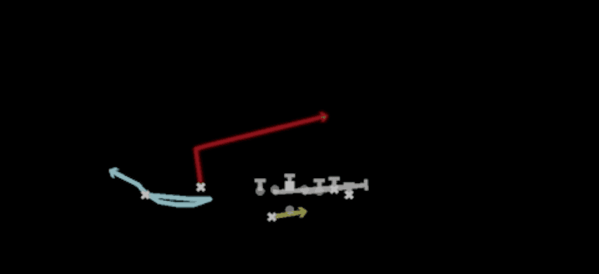 Play diagram for Mtn RPO Buck Peek Slant from Shotgun Wing Flex Offset Wk in Madden 27