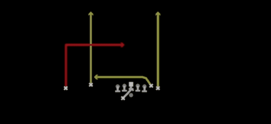 Play diagram for PA Dagger from Shotgun Wing Flex Offset Wk in Madden 27