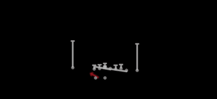 Play diagram for HB Counter U from Shotgun Wing HB Wk Close in Madden 27