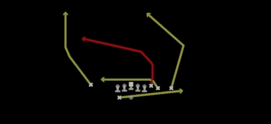 Play diagram for PA Y Over from Shotgun Wing HB Wk Close in Madden 27