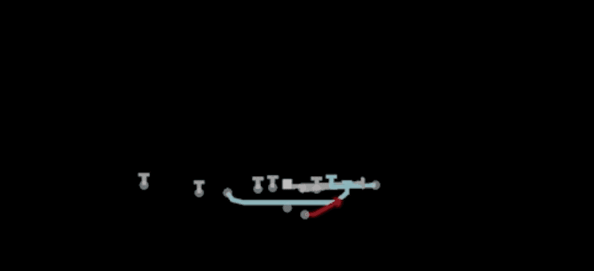 Play diagram for Dbl Mtn HB Toss from Shotgun Wing Slot Offset in Madden 27