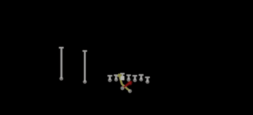 Play diagram for Read Option from Shotgun Wing Slot Offset in Madden 27