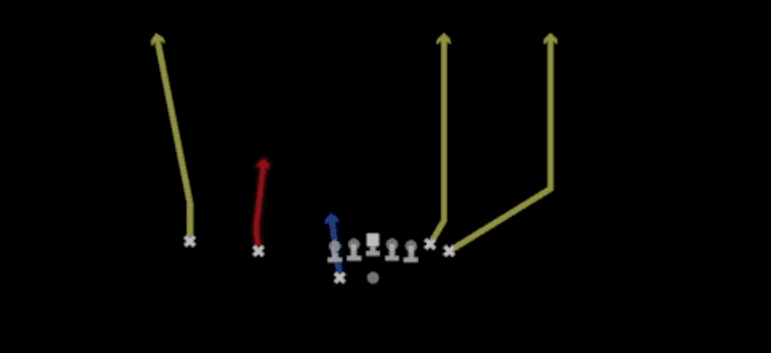 Play diagram for Four Verticals from Shotgun Wing Slot Wk in Madden 27