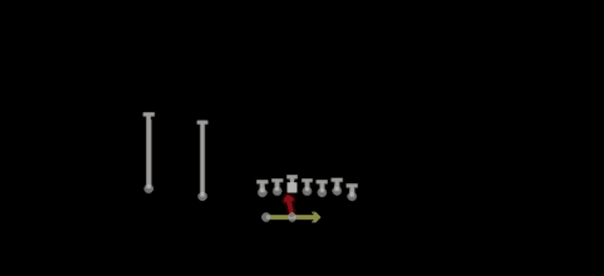 Play diagram for Midline Read Option from Shotgun Wing Slot Wk in Madden 27