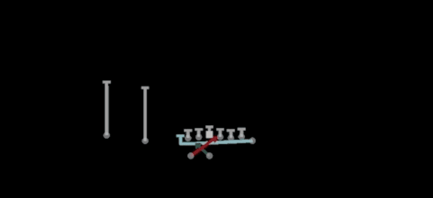 Play diagram for Mtn Read Option from Shotgun Wing Slot Wk in Madden 27