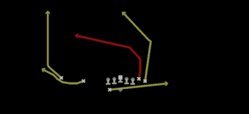 Play diagram for PA Bubble Y Over from Shotgun Wing Slot Wk in Madden 27