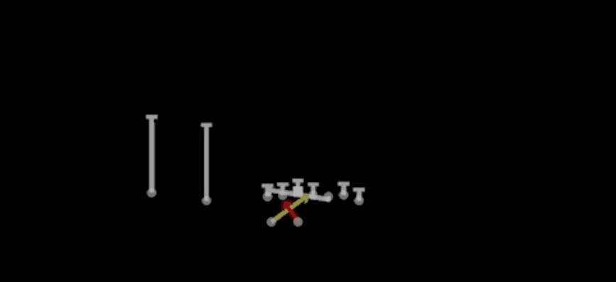 Play diagram for QB Wrap from Shotgun Wing Slot Wk in Madden 27