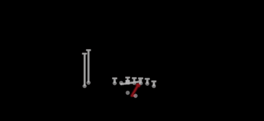 Play diagram for Power O from Shotgun Wing Stack in Madden 27