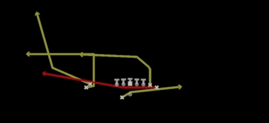 Play diagram for PA Slide from Shotgun Wing Stack Wk in Madden 27