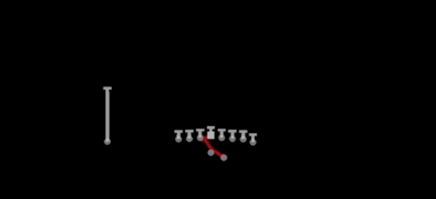 Play diagram for Inside Zone from Shotgun Wing Tight in Madden 27