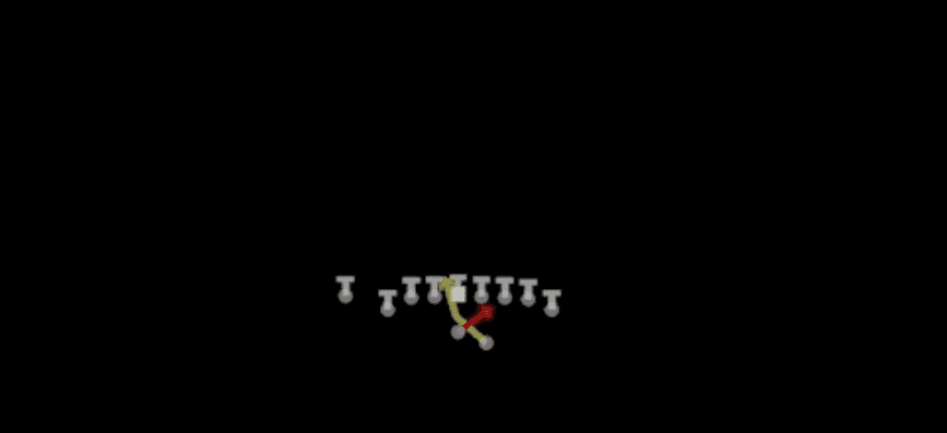 Play diagram for Read Option from Shotgun Wing Tight Nasty in Madden 27