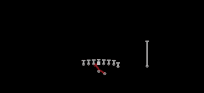 Play diagram for Inside Zone from Shotgun Wing Tight Z in Madden 27