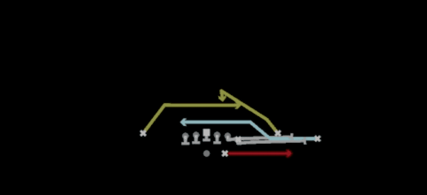Play diagram for Mtn HB Screen from Shotgun Wing Trio in Madden 27