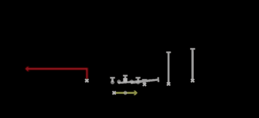 Play diagram for RPO Buck Alert Out from Shotgun Wing Trips Wk Nasty in Madden 27