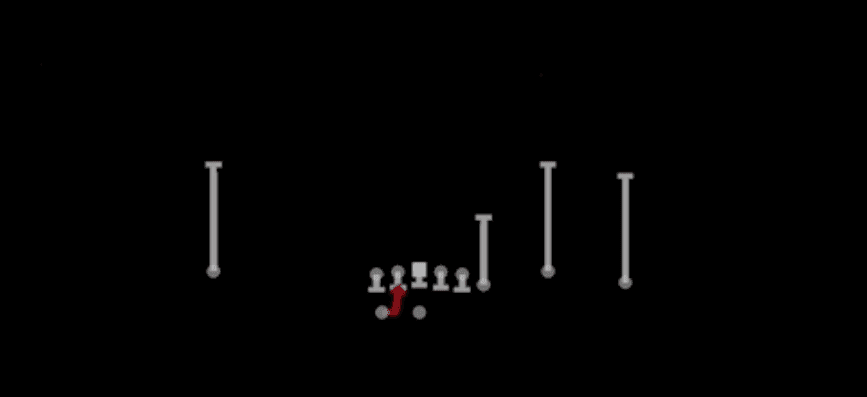 Play diagram for HB Mid Draw from Shotgun Y Off Trio Wk in Madden 27