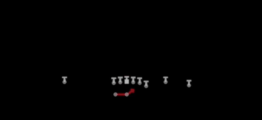 Play diagram for HB Sweep from Shotgun Y Off Trio Wk in Madden 27