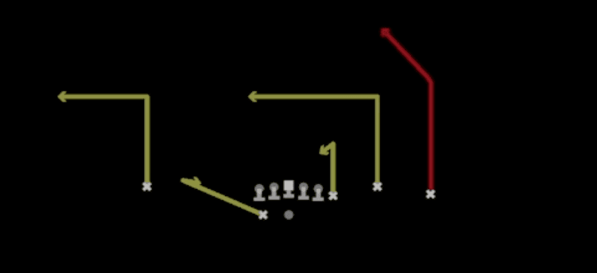 Play diagram for Mills from Shotgun Y Off Trio Wk in Madden 27
