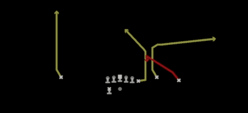 Play diagram for Spot Slot Out from Shotgun Y Off Trio Wk in Madden 27