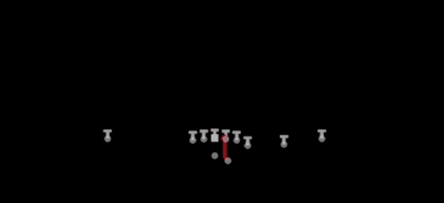 Play diagram for HB Dive from Shotgun Y Off Trips in Madden 27