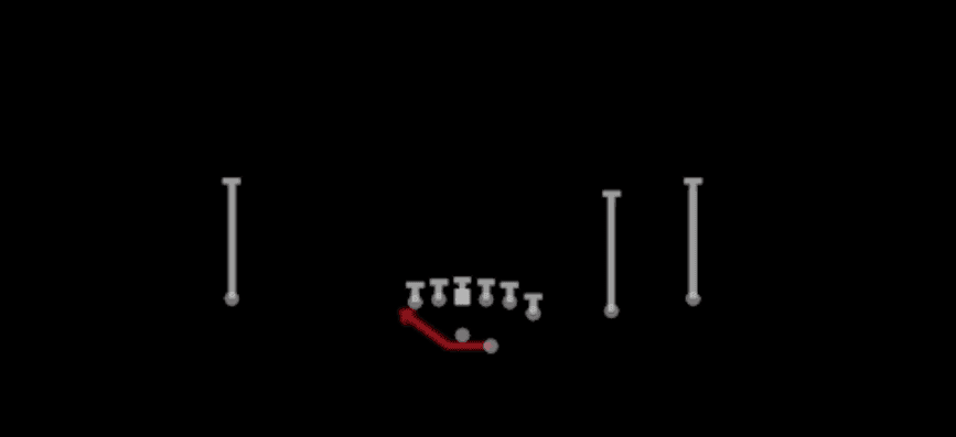 Play diagram for Outside Zone from Shotgun Y Off Trips in Madden 27
