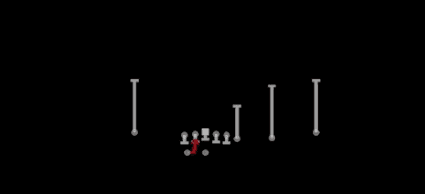 Play diagram for HB Mid Draw from Shotgun Y Off Trips Close in Madden 27