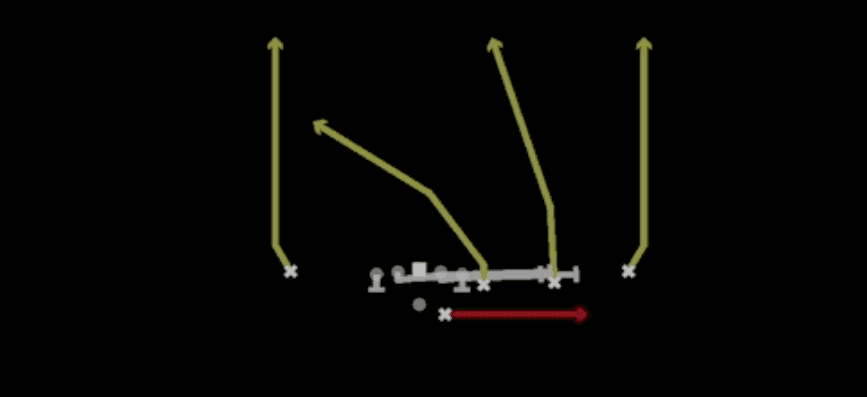 Play diagram for HB Slip Screen from Shotgun Y Off Trips Nasty in Madden 27