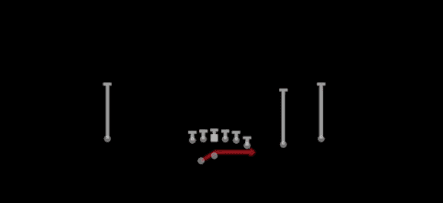 Play diagram for Outside Zone from Shotgun Y Off Trips Wk in Madden 27