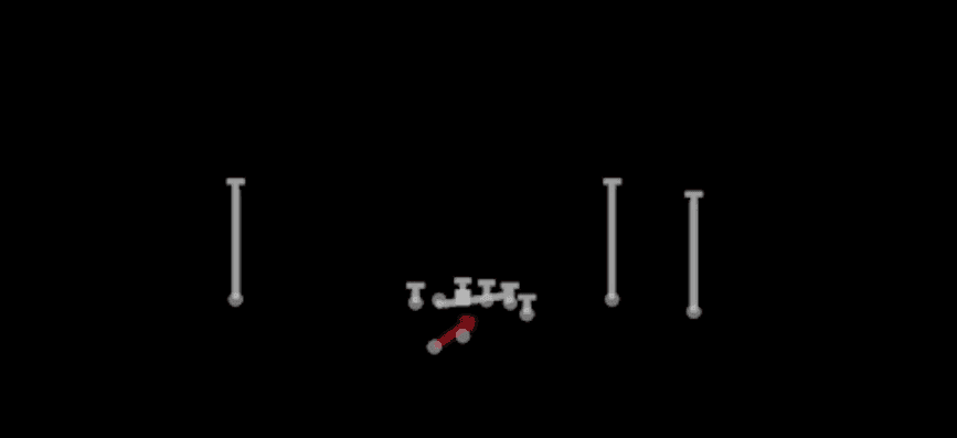Play diagram for HB Power O from Shotgun Y Trio Offset Wk in Madden 27