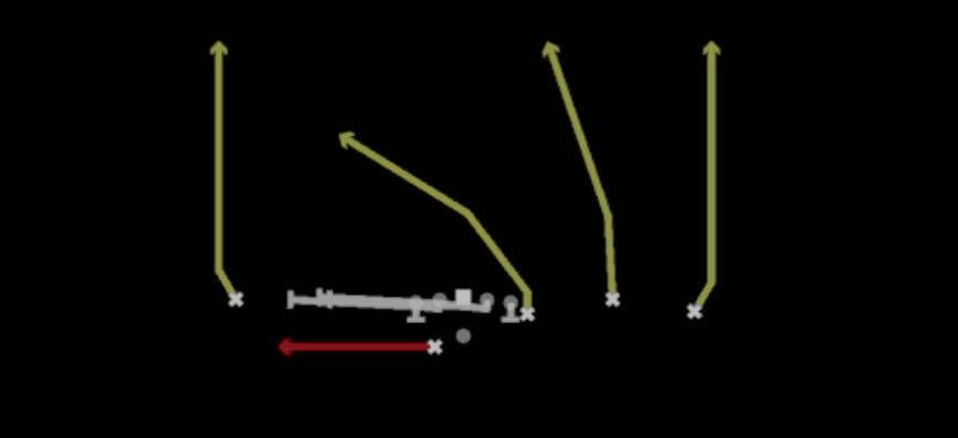 Play diagram for HB Slip Screen from Shotgun Y Trio Offset Wk in Madden 27