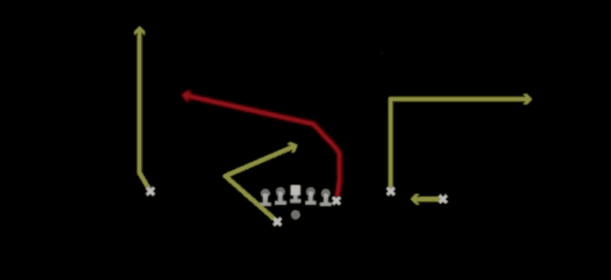 Play diagram for Smash Out Y-Cross from Shotgun Y Trio Offset Wk in Madden 27