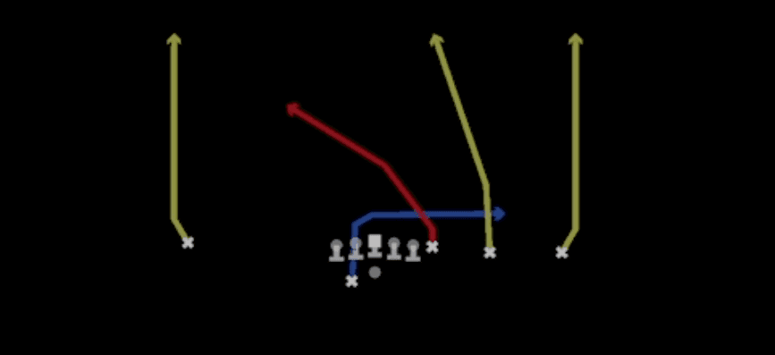 Play diagram for Four Verticals from Shotgun Y Trips Offset Wk in Madden 27