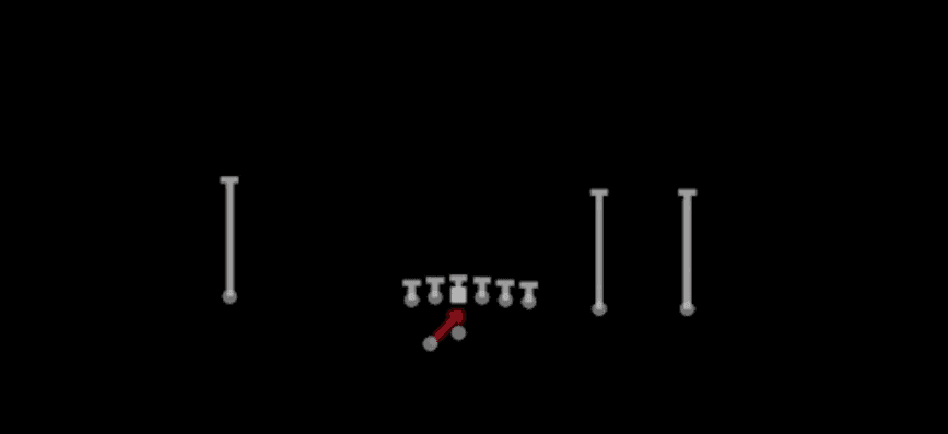 Play diagram for Inside Zone from Shotgun Y Trips Offset Wk in Madden 27