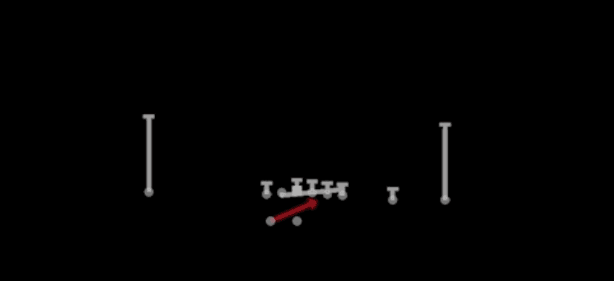 Play diagram for HB Base from Shotgun Y Trips Wk in Madden 27